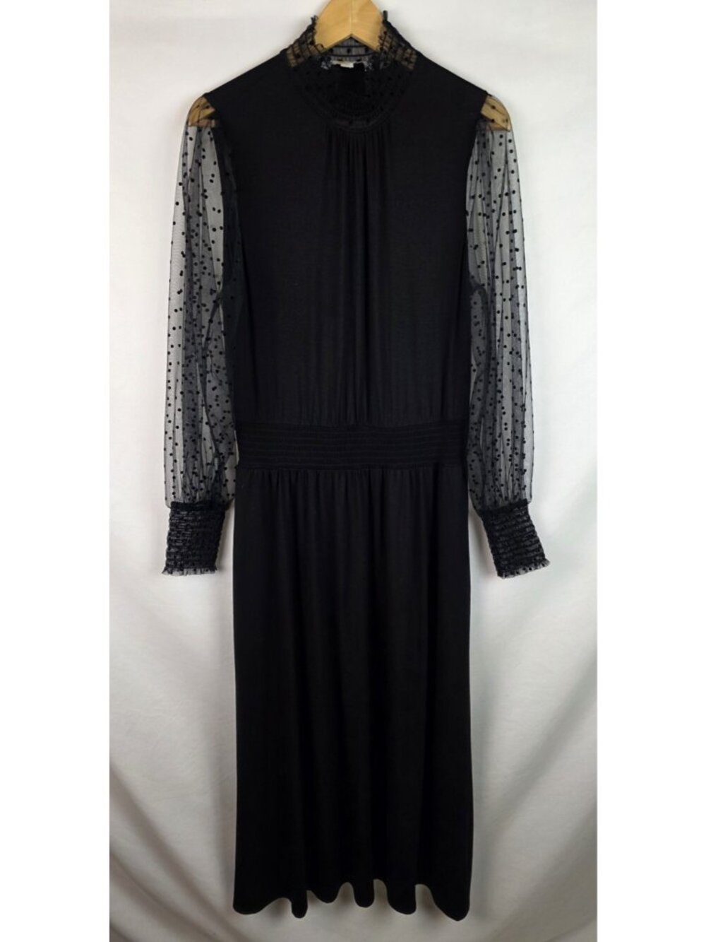 Boden Women's Dress Size 10 R Black Sheer Long Sleeve High Neck Maxi Dress